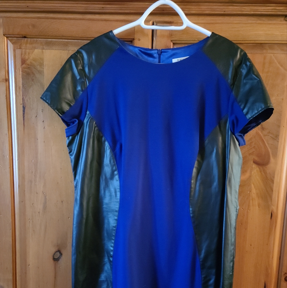Bianca Nygard blue dress with faux leather sides 16W